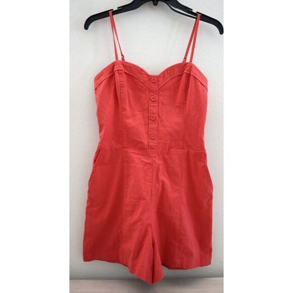 Abercrombie & Fitch Women's Sz S Pink Pull-On Cotton Blend Sleeveless Romper - Picture 1 of 9